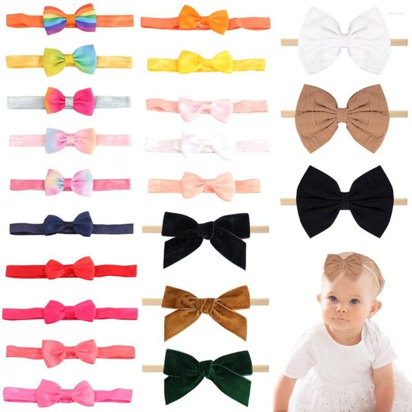 Accessoires pour cheveux Ncmama Bows Bandeaux Couleur unie Noir Blanc Café Bandeau Chapeaux Bandes d'hiver pour filles 12x9.5cm 22g 3pcs