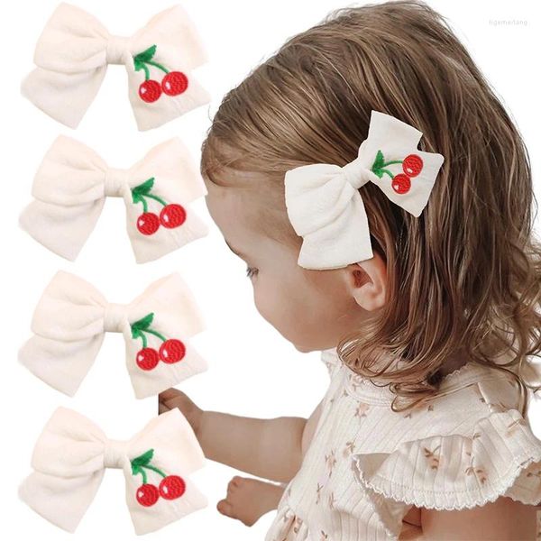 Accesorios para el cabello Ncmama, pinzas con lazo bordado de cereza para niñas, bonita horquilla con lazo hecha a mano, tocados para niños de Japón