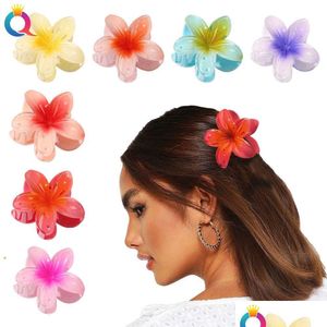 Accessoires pour cheveux Nouvelles femmes filles ruban mignon bonbons couleurs grande fleur griffes de cheveux en plastique support doux clip épingle à cheveux bandeau mode acc dhuzc