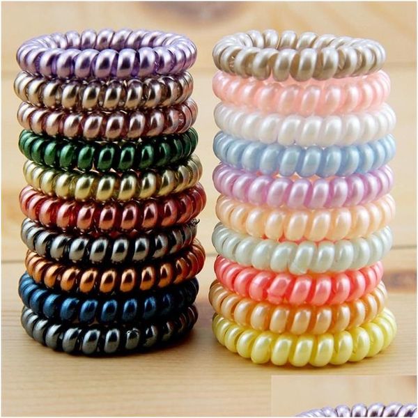 Accessoires de cheveux Nouvelles femmes Scrunchy Girl Coil Rubbers Bands Ties Rope Ring Ponytail Notors Téléphone Cordon de fil Gum Bracelet Drop d Othpt