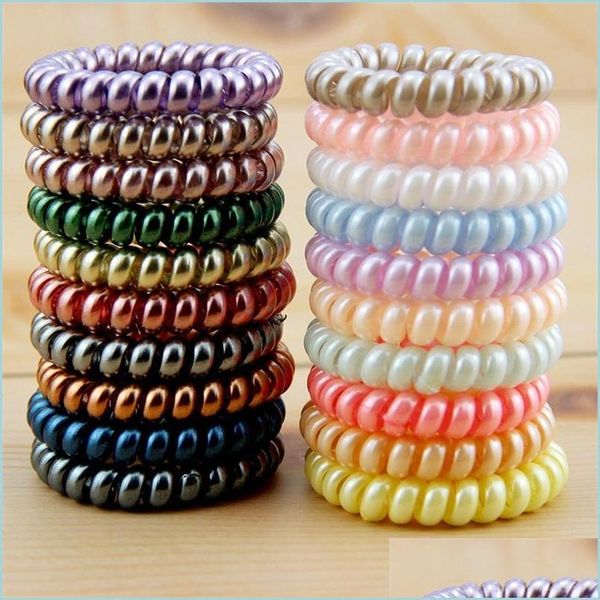 Accesorios para el cabello Nuevas Mujeres Scrunchy Girl Bobina Bandas de goma Corbatas Anillo de cuerda Titulares de cola de caballo Cable de alambre Cable de goma Pulsera Gota Dhwns