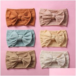 Accessoires de cheveux Nouveau-né bébé tricot nylon bandeaux infantile tricoté arcs bandeau nervuré arc enfant filles po drop livraison bébé, enfants mater otfhc