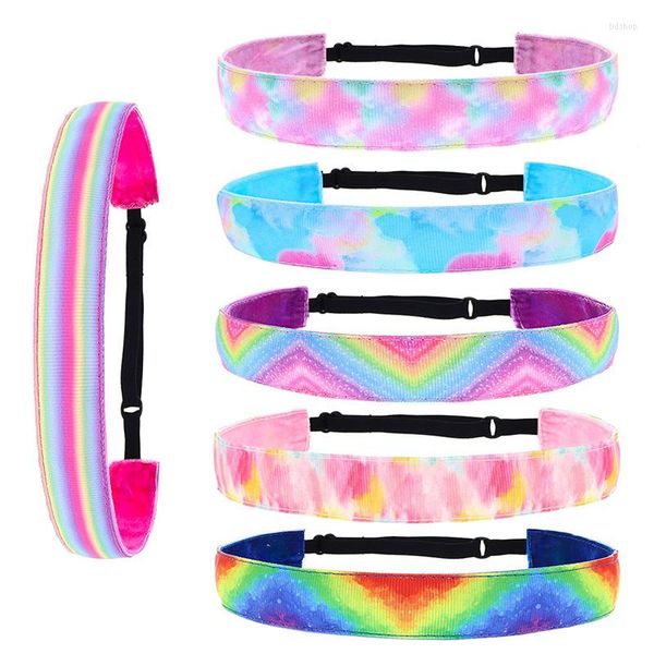 Accesorios para el cabello Diademas elásticas ajustables antideslizantes para niñas Tie Dye Stretch Head Band Girl Teens Sweet