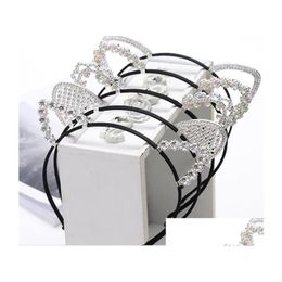 Accesorios para el cabello Novedad Niños Orejas de gato Diadema con oreja Crystal Hairband Festival Girls Crown Rhinestone Tocado para mujeres Drop Del Ot1Nq