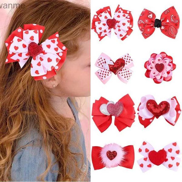 Accessoires de cheveux Oaoleer 1-2pcs Sweet Girl Saint Valentin Love Hair Clip Clip Bow Cute Sparkling Hair Earn Childrens Hair Accessoires WX