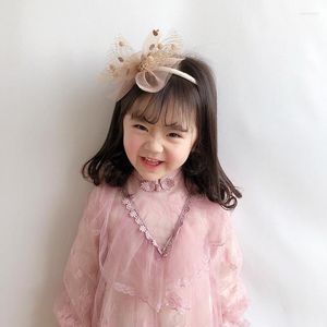 Haaraccessoires Oaoleer 2022 Fashion Lace Net Garen Haarband Koreaanse prinses Bow hoofdband Kinderhoep