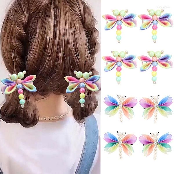 Accessoires pour cheveux Oaoleer 2 pièces/ensemble mignon perle libellule pince pour enfants filles douces épingles à cheveux Barrette bébé chapeaux mode