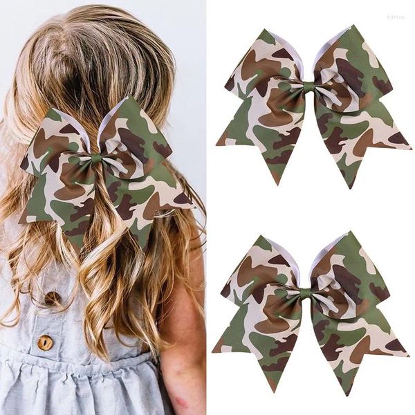 Accesorios para el cabello Oaoleer Camuflaje Cheer Bow para bebés Cintas elásticas Cuerda Lazos Niños Soporte de cola de caballo