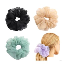 Haaraccessoires oversized scrunchies grote rubber elastische band meisjes snoepkleur paardenstaarthouder glad chiffon scrunchie dames drop dhhdu