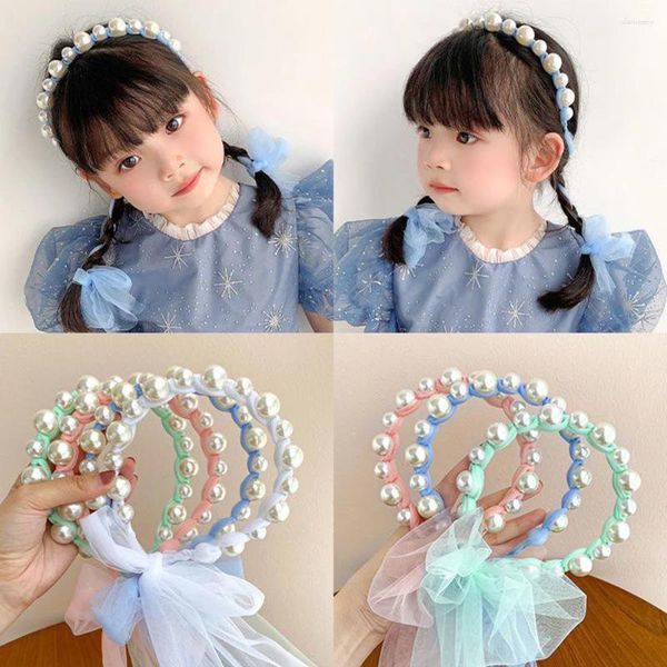 Accesorios para el cabello, diadema de perlas, serpentina para niños, bonita princesa para bebé, horquilla con acabado súper roto para mujer