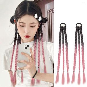 Accesorios para el cabello Personalidad Peluca de moda Trenzado trenzado Trenzas de boxeo Piezas sintéticas Cola de caballo falsa Color degradado para mujeres y niñas