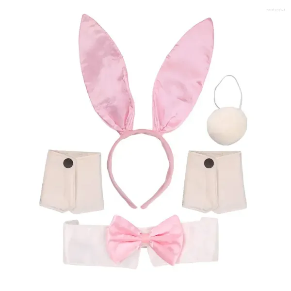 Accessoires pour cheveux ensemble de Costume rose blanc noir-oreilles bandeau nœud papillon manchette et Kit de queue