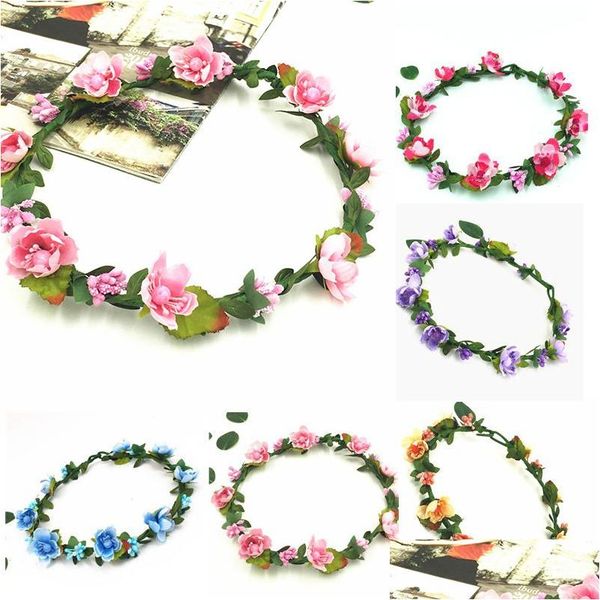 Accessoires pour cheveux Couronne de fleurs de prunier Bandeau de fleurs Mariage Couronne florale Bandeau de cheveux Mode Boho Bohème Bandeaux Coiffe 11 Styl Dha4H