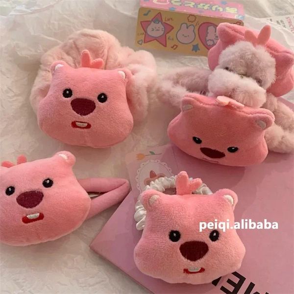 Accessoires pour cheveux en peluche BeaverScrunchieBobby Pin Cute Updo Tie Bangs Side Clip Clips ForGirls