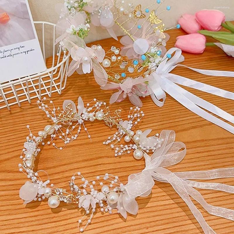 Accessoires pour cheveux, accessoires de photographie, bande de perles, papillon, couronne de fleurs pour filles, cerceau, bandeau de Style coréen