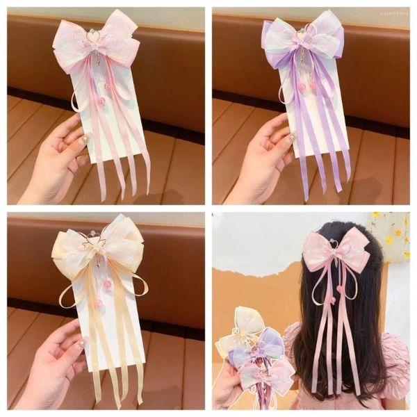 Accesorios para el cabello princesa lazo cinta horquilla Clip de tela tocados para niños adornos tocado