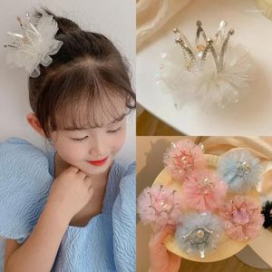 Haaraccessoires Princess Kinderen Girl Hairpin Vintage 3D Crown Mesh Clip For Kid Birthday Party Decroative Pin Girls Gift