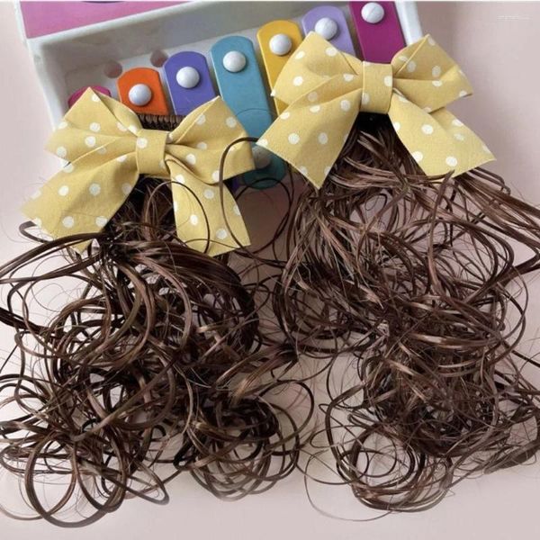 Accesorios para el cabello de princesa, accesorios de fotografía, sombreros sintéticos para niños, peluca con lazo para niña, horquilla para niños rizada larga, horquilla con lazo