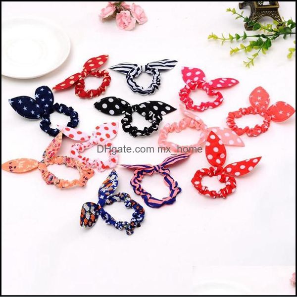 Accessoires De Cheveux Oreilles De Lapin Bandeau À Pois Arc Bandeau Élastique Fille Anneau Scrunchy Bandes Enfants Titulaire De La Queue De Cheval Drop Delivery 2021 Dhya3