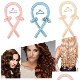 Haaraccessoires Raindo Heatless Curling Rod Hoofdband Krullen Zijden lint Luie krultang Rollers Slee Soft Wave Formers Geen warmtedruppel Deli Dh3Ma