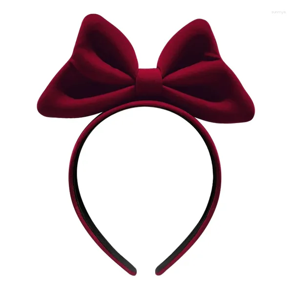 Accesorios para el cabello Diadema con lazo de terciopelo rojo para mujer 2024 Gorros de Navidad Día Nacional para niños