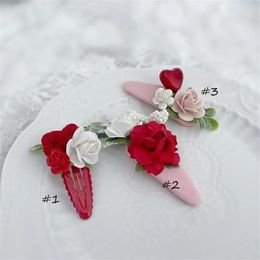 Accessoires pour cheveux Pinces à cheveux coeur rouge blanc Saint Valentin accessoires pour cheveux 231129