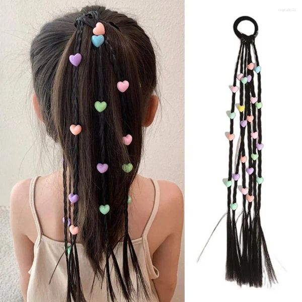 Accesorios para el cabello, anillo de fibra resistente, rastas, peluca con trenzas para niñas, cola de caballo sintética, pelucas coloridas de boxeo con lazo giratorio