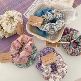 Accessoires pour cheveux rétro fleur cassée, anneau à gros intestin, Plaid cochon sauvage, bandeaux pour filles, feux de rampe pastorale