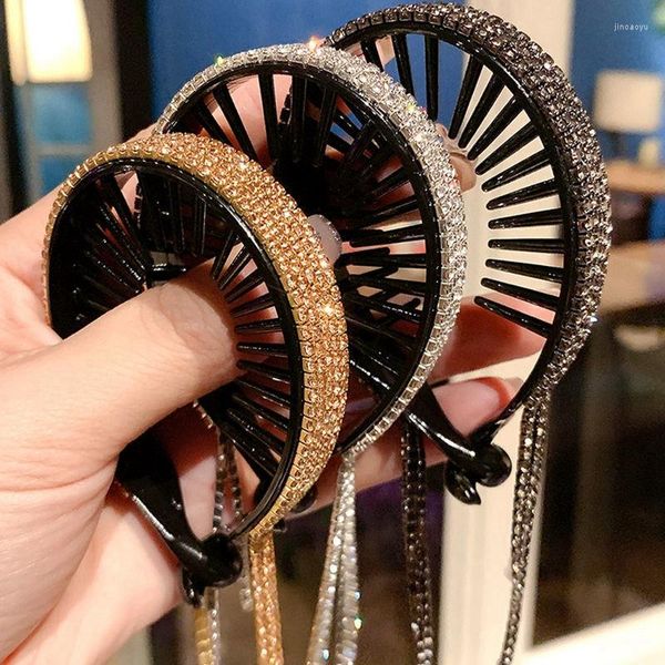 Accesorios para el cabello Diadema con diamantes de imitación Bola Peinado Decoración Cola de caballo Hebilla Sombrero Brote Dispositivo Clip Borla Joyería