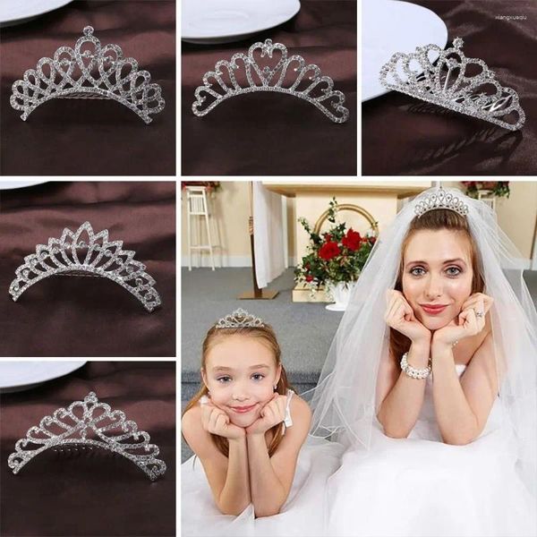 Accesorios para el cabello Diamante de imitación Princesa Tiaras de cristal Tiara de perlas Coronas brillantes Peine Boda