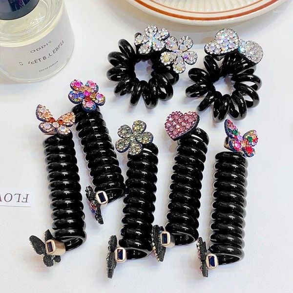 Accessoires pour cheveux strass fleur coeur papillon bande ligne téléphonique pour femmes cravate élastique Scrunchie