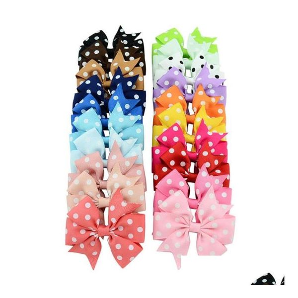 Accessoires pour cheveux Ruban Bow Dot Girl Hairpins Colorf Enfants Clip Boutique Enfants Filles Bows Tie Kid Hairs 20 Couleurs À La Mode Mignon Dhw3D