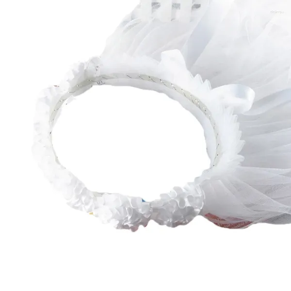 Accessoires de cheveux Romantique Mariage Fleur Filles Voile Plissé Mariée Longue Tulle Fournitures Pour Fille