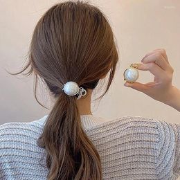 Accesorios para el cabello perla redonda pequeña garra media corbata cabeza de bola horquilla alta cola de caballo clip de estilo para mujeres elegantes