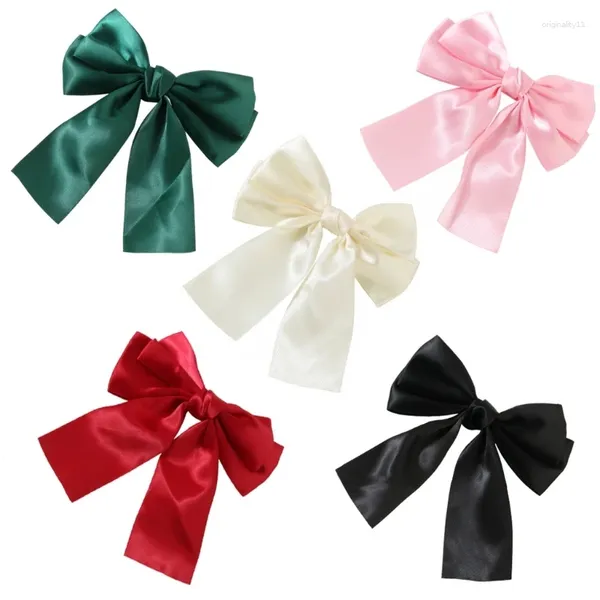 Accessoires de cheveux Satins Ribbon Bowknot Clip Sweet Girl Ballet Spring Femmes pour mince Barrette française