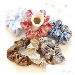 Haaraccessoires Scrunchie glitterbanden voor meisjes paardenstaarthouders touw colorf elastische haarbanden vrouwen haren drop levering producten dhwoe