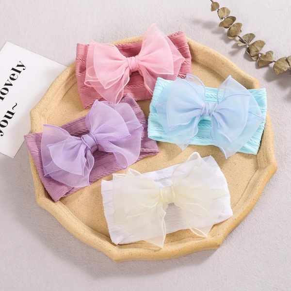 Accessoires pour cheveux, vente de couleurs, bandeau tricoté en dentelle avec nœud papillon, bandeau élastique pour bébés filles, couvre-chef Boutique pour enfants