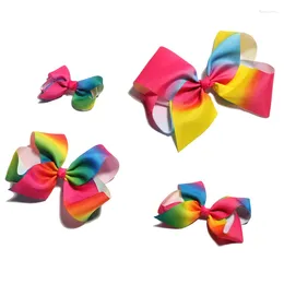 Haaraccessoires SET van 4 stuks Born Fashion Zwaluwstaart Regenboogstrikken voor clips Handgemaakte kleurverloop Haarelastiekjes Meisjes