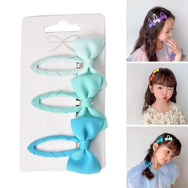 Accesorios para el cabello, conjunto de 6 uds. De lazos de tela para niñas y niños, pasador con lazo, horquilla dulce, decoraciones de moda, pasadores para niños