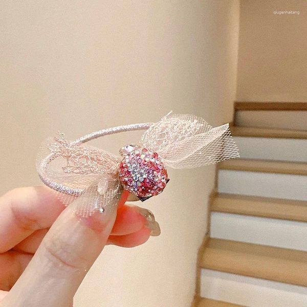 Accessoires pour cheveux, attaches simples et mignonnes pour filles, cristal, fraise, fruits, petit dessin animé, cordes de princesse pour enfants, mode