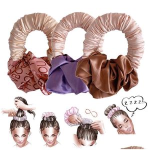 Accessoires pour cheveux Slee Heatless Curler Bandeau Paresseux Bigoudis Ruban de soie Outils d'onde Chouchous Curl Bar Confortable pour les filles DIY Dro Dhnsz