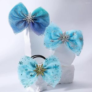 Haaraccessoires Sneeuwvlok Glitterspelden en clips Kinderen Schattig Blauw Haarclips Mooie handgemaakte stropdassen Kinderen Festivalcadeau