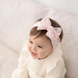 Accesorios para el cabello, diadema suave con lazo grande para bebé, turbante de encaje transpirable para niña, diadema con lazo ancho, banda elástica a la moda