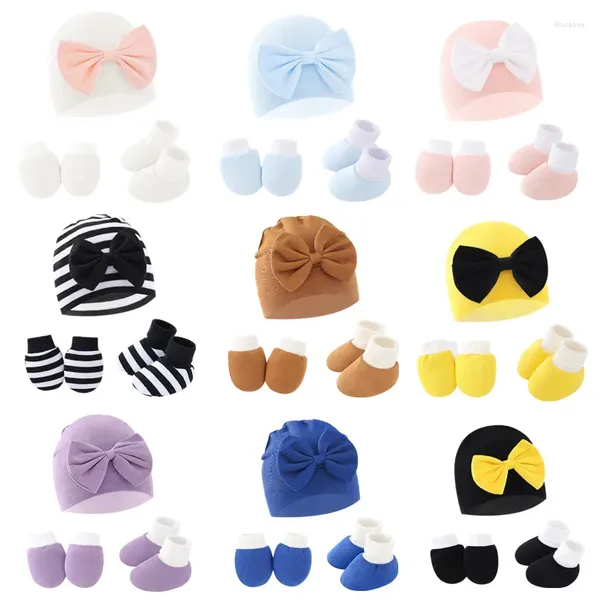 Accessoires pour cheveux, gants pour bébé en pur coton doux, chapeau, chaussettes, ensemble Anti-saisie, mitaines de naissance, bonnet, cadeaux de douche