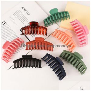 Accessoires pour cheveux Couleur unie Grandes griffes de cheveux Clips Pinces à cheveux en acrylique Épingle à cheveux givrée pour femmes Fille Accessoires de couvre-chef Bébé, tapis pour enfants Dhadx