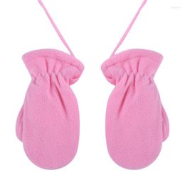 Accessoires pour cheveux Mitaines de couleur unie Automne et hiver Enfant Gants de bébé en plein air résistant au froid chaud polaire licou doigt gant sac couverture