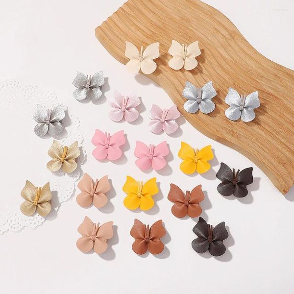 Accessoires de cheveux Couleur unie PU Cuir Petit Noeud Papillon Clips Pour Fille Enfants Mignon Kawaii Simple Princesse Épingle À Cheveux Fête De La Mode