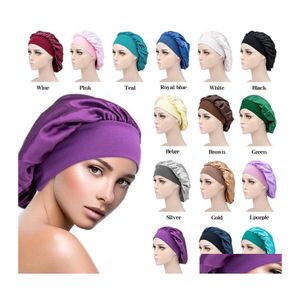 Hair Accessories Solid Color Satin Slee Hat Night Sleep Cap Care Bonnet Nightcap For Women Men Unisex Caps 10Pcs Drop Delivery Produc Dhwob