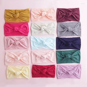 Haaraccessoires Solid Color Soft Nylon Cotton Knoop Hoofdband Lint Elastische Tulband Wrap Band Kinderen voor Girls