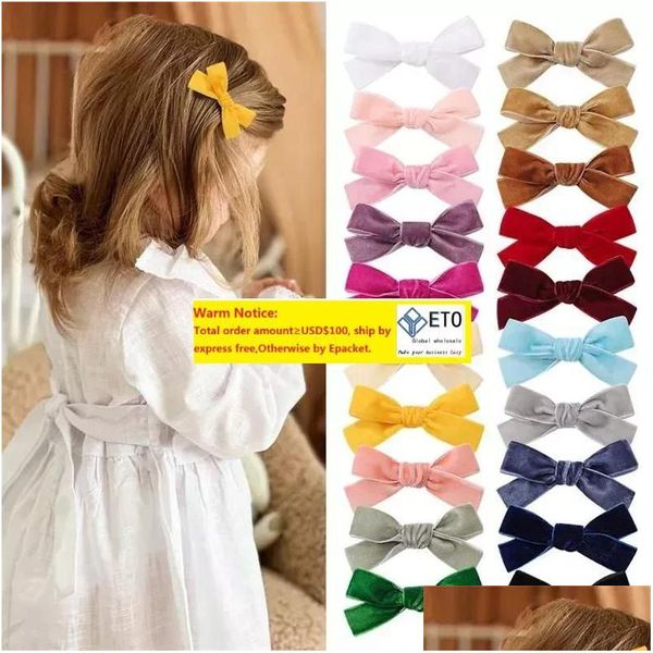 Accesorios para el cabello Color sólido Veet Ribbon Clips Lindas Mini Bow Boutpins Boutique Barrettes Kids Headwear Zz Drop entrega bebé Mat Otyql